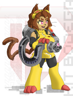 3_toes anthro armor armored_boots backpack_strap brown_body brown_fur brown_hair brown_tail clothed clothed_anthro clothed_female clothing club_arms eyewear eyewear_on_head fangs feet female fully_clothed fully_clothed_anthro fully_clothed_female fur gatling_gun gauntlets gloves goggles goggles_on_head gun gun_arm hair handwear jacket machine_gun minigun open_mouth purple_eyes ranged_weapon sleeveless_jacket solo tail teeth toes topwear weapon weapon_arm devil-d-ind gameoverse glitch_productions kit_bodega felid feline mammal hi_res