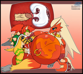 accessory anthro anthro_on_anthro anthro_penetrated anthro_penetrating anthro_penetrating_anthro areola baby belly big_belly big_breasts black_border bodily_fluids border breastfeeding breastfeeding_during_sex breasts cervical_contact cervix cock_ring collar cum cum_in_uterus cum_in_vagina cum_inflation cum_inside cum_splatter duo egg egg_in_uterus female female_anthro female_penetrated gem genital_fluids genitals horn huge_belly huge_breasts inflation internal internal_vaginal jewelry lactating larger_anthro larger_female larger_penetrated male male/female male_anthro male_penetrating male_penetrating_female milk navel navel_piercing navel_ring nipples nude nude_anthro nude_female nude_male open_mouth outie_navel penetration penis_accessory penis_jewelry piercing pregnant pregnant_anthro pregnant_female pregnant_sex raised_leg red_areola ring_piercing sex shell size_difference smaller_anthro smaller_male tattoo uterus vaginal vaginal_penetration vulva young blazkenzxy mario_bros nintendo pokemon bowser_jr. avian blaziken dragon_koopa generation_3_pokemon koopa pokemon_(species) scalie 2025 absurd_res digital_drawing_(artwork) digital_media_(artwork) hi_res signature