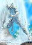 animal_genitalia anthro balls biped blue_eyes claws fully_sheathed fur genitals hair looking_at_viewer male nude pecs running sheath sky solo spots toe_claws water waterfall jc_(artist) felid mammal 2012