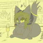 alcohol anthro beverage container cup drinking_glass female glass glass_container glass_cup guest_avatar looking_at_viewer lying on_front relaxing solo wine wine_glass nohmad domestic_cat felid feline felis mammal 1:1 absurd_res black_and_yellow hi_res monochrome