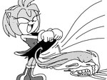 accessory anthro bodily_fluids bottomwear clothed clothing clothing_lift duo female flashing gloves handwear headband humor male open_mouth open_smile skirt skirt_lift smile sucked_in tears thin_thighs mario-grant sega sonic_the_hedgehog_(series) amy_rose sonic_the_hedgehog eulipotyphlan hedgehog mammal 2022 dithering greyscale monochrome