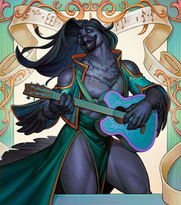 acoustic_guitar anthro beak black_beak clothed clothing eyes_closed front_view grey_body guitar hair holding_guitar holding_musical_instrument holding_object long_hair male muscular muscular_anthro muscular_male musical_instrument nipples open_clothing open_mouth open_topwear pecs playing_guitar playing_music plucked_string_instrument sheet_music solo standing string_instrument topwear edvardiko arkon_(iridescentfey) avian bird corvid corvus_(genus) crow oscine passerine absurd_res hi_res portrait three-quarter_portrait