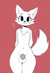 :3 anthro balls blush boy_kisser_(meme) chastity_cage chastity_device genitals hi_res looking_at_viewer male meme navel nude owo silly_cat_(mauzymice) solo tail thick_thighs unknown_artist wide_hips