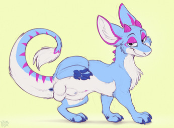 animal_genitalia anus blue_anus blue_body blue_claws blue_fur blue_pawpads claws eyebrows feral fur genitals horn looking_at_viewer male pawpads pink_horn raised_eyebrows sheath simple_background smile snout solo tail tail_tuft tuft white_body white_fur mimi-fox mythology okifur dragon furred_dragon furred_scalie mythological_creature mythological_scalie scalie wingless_dragon colored colored_sketch digital_drawing_(artwork) digital_media_(artwork) flat_colors hi_res sketch
