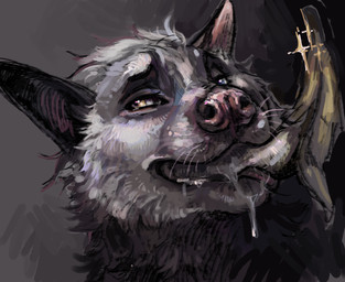 anthro banana food fruit heterochromia plant solo greennie bat mammal megabat 2023 digital_media_(artwork) digital_painting_(artwork) hi_res painting_(artwork)