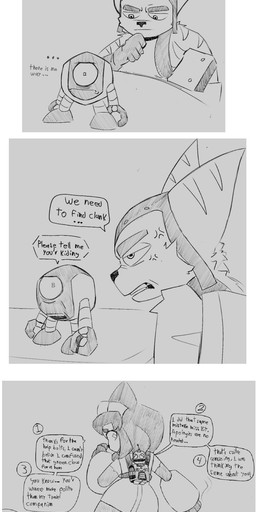 angry anthro argument dialogue duo female machine male speech_bubble striped_body stripes talking_to_another text gameoverse glitch_productions ratchet_and_clank sony_corporation sony_interactive_entertainment clank_(ratchet_and_clank) kaboodle_(gameoverse) kit_bodega ratchet_(ratchet_and_clank) domestic_cat felid feline felis lombax mammal robot absurd_res black_and_white comic crossover english_text hi_res long_image monochrome sketch tall_image