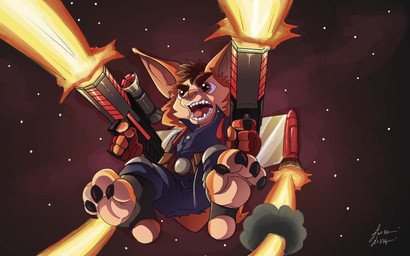4_toes action_pose angry anthro barefoot big_feet biped black_clothing black_footwear black_socks brown_eyes brown_hair claws clothed clothing feet flying footwear fur gun hair jet_pack male open_mouth orange_body orange_fur paws pose ranged_weapon shooting simple_background socks solo stirrup_socks teeth toe_claws toes weapon rasmussen891 kid_(rasmussen891) canid canine fennec_fox fox mammal true_fox 16:10 digital_media_(artwork) hi_res widescreen