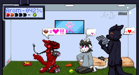 anthro bdsm bitchsuit bondage_gear bowl brainwashing clothing collar container contract duo gloves grass handwear horn inside k7z7a leash machine male obedient ownership paw_gloves paw_mitts pet_bed pet_bowl petplay plant roleplay rushkos_(ardr-bpc) text toy trapped aromishedreamer aromdreamer canid canine fox mammal protogen digital_media_(artwork) hi_res pixel_(artwork) russian_description russian_text story story_in_description