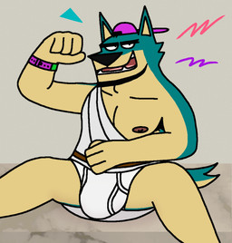 anthro armpit_hair beard black_nose body_hair briefs bulge clothed clothing detailed_background eyebrows facial_hair fur male nipples open_mouth open_smile pantless_anthro pantsless purple_wristband sharp_teeth sitting smile solo tan_body tan_fur teeth teeth_showing thick_eyebrows tighty_whities toga tongue_showing underwear white_briefs white_clothing white_toga white_underwear wristband eddicus eduardo_(eddicus) canid canine mammal hi_res