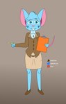 2023 absurd_res anthro biped blue_body blue_eyes blue_fur blue_hair bottomwear brown_clothing brown_topwear brown_vest buckteeth clipboard clothed clothed_anthro clothed_female clothing colored darrell's_den digital_drawing_(artwork) digital_media_(artwork) female female_anthro freckles fur hair hi_res holding_clipboard holding_object holding_pencil inkscape_(artwork) mammal mia_mouse mouse mouse_ears mouse_tail murid murine pencil_(object) pencil_skirt pink_inner_ear pink_nose pink_tail rodent skirt solo tail tan_bottomwear tan_clothing tan_skirt teeth topwear vest
