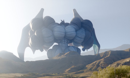 anthro big_muscles featureless_crotch giga huge_muscles hyper hyper_muscles landscape_dwarfing macro male muscular muscular_male nude_male outside solo striated_muscles anyveon nintendo pokemon charizard generation_1_pokemon pokemon_(species) 5:3 hi_res