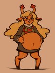 anthro belly big_belly blonde_hair female hair hand_on_belly overweight overweight_anthro overweight_female solo decisivetang deltarune undertale_(series) noelle_holiday deer mammal new_world_deer reindeer 2023 animated