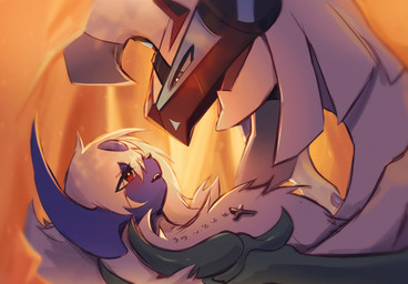 ambiguous_gender blush duo eye_contact feral feral_on_feral fur grey_eyes horn inside looking_at_another red_eyes white_body white_fur tenebscuro nintendo pokemon buck_(tenebscuro) white_fang_(tenebscuro) absol generation_3_pokemon generation_7_pokemon legendary_pokemon pokemon_(species) silvally 2025 digital_drawing_(artwork) digital_media_(artwork) hi_res