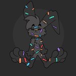 anthro band-aid band-aid_on_face band-aid_on_nose bandage bandage_on_face bandage_on_nose black_background black_body black_fur cheek_tuft chibi eyes_closed facial_tuft fur grey_body grey_fur male multicolored_body multicolored_fur simple_background solo tuft two_tone_body two_tone_fur xing1 nick_(the_xing1) lagomorph leporid mammal rabbit 1:1 absurd_res hi_res
