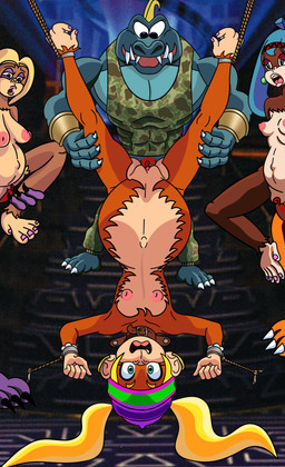 animal_genitalia animal_penis anthro areola bdsm beanie big_areola blonde_hair bondage bound brown_body brown_fur camo camo_clothing camo_print clothing crocodilian_penis ear_piercing ear_ring female forced forced_to_watch fur genitals group hair hat headgear headwear inverted_nipples klasp looking_at_another male male/female mostly_offscreen_character neck_restraint nipples orange_body orange_fur pattern_clothing penis piercing pregnant pregnant_anthro pregnant_female pregnant_sex puffy_nipples rape restraints ring_piercing sex tan_body tan_fur nintyfresh donkey_kong_(series) nintendo candy_kong krusha tiny_kong ape chimpanzee crocodile crocodilian haplorhine kong kremling mammal pan_(genus) primate reptile scalie skidda unknown_species absurd_res hi_res