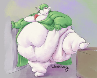 4_fingers belly belly_overhang big_belly big_breasts bodily_fluids breasts chest_spike chubby_cheeks double_chin eyelashes fat_arms fat_legs fat_rolls female fingers flabby_arms flabby_legs flying_sweatdrops hand_against_wall huge_belly morbidly_obese morbidly_obese_female morbidly_obese_humanoid navel not_furry obese obese_female obese_humanoid overweight overweight_female overweight_humanoid red_eyes solo spikes spikes_(anatomy) sweat sweatdrop white_body wenisberry nintendo pokemon gardevoir generation_3_pokemon humanoid pokemon_(species) 2025 signature