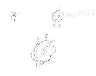 5_fingers anthro dart exclamation_point featureless_chest fingers hands_on_own_face head_expansion humanoid_hands male mouth_closed no_eyelashes no_navel question_mark simple_background solo three_frame_sequence white_background riilu riilu_(character) 2014 5:4 monochrome