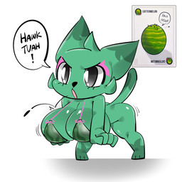 anthro big_breasts breasts cattermelon female food frost_monodie fruit huge_breasts melon plant seed short_stack solo watermelon monodie exploding_kittens domestic_cat felid feline felis mammal hi_res