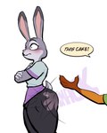 2024 anthro blush butt_slap canid canine crossed_arms disney duo faceless_character faceless_male female fox hi_res judy_hopps lagomorph leporid lovetopullmicke male male/female mammal nick_wilde rabbit simple_background slap smack_(sound_effect) spanking white_background zootopia