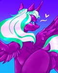 anus blue_eyes braided_hair butt curled_horn dock_(anatomy) equine_anus feathered_wings feathers female feral fur genitals green_hair green_mane green_tail grin hair heart_symbol horn looking_at_viewer looking_back looking_back_at_viewer mane multicolored_hair multicolored_mane multicolored_tail puffy_anus purple_body purple_feathers purple_fur pussy raised_tail smile solo spread_wings tail white_hair white_mane white_tail wings dankpegasista hasbro mlp_g5 my_little_pony mythology opaline_(mlp) equid equine mammal mythological_creature mythological_equine winged_unicorn 2023 4:5 absurd_res digital_media_(artwork) hi_res