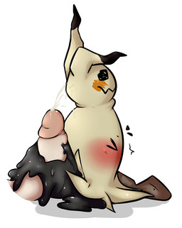 ambiguous_gender balls blush bodily_fluids cum cumshot disembodied_penis duo ejaculation erection foreskin genital_fluids genitals glans humanoid_genitalia humanoid_penis interspecies male orgasm penis pokephilia retracted_foreskin sex simple_background sludge solo_focus what chazzertin nintendo pokemon generation_7_pokemon human mammal mimikyu pokemon_(species) 2016