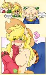 2018 abs animal_genitalia animal_penis apple applejack_(mlp) bestiality big_macintosh_(mlp) blackbewhite2k7 blush bodily_fluids breast_play breasts brother_(lore) brother_and_sister_(lore) comic cutie_mark digital_media_(artwork) earth_pony equid equine female feral food freckles friendship_is_magic fruit genitals green_eyes hasbro hi_res hooves horse human human_to_anthro incest_(lore) licking licking_lips male male/female mammal my_little_pony nipples oral penile penis penis_lick plant pony red_body rope sex sibling_(lore) sister_(lore) species_transformation text titfuck tongue tongue_out transformation vein veiny_penis