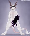 3_eyes 4_ears 4_horns 6_nipples anthro big_horn biped black_nose black_sclera bodily_fluids claws clitoris dewclaw digitigrade fangs female female_anthro flat_chested fur genital_fluids genitals grinning_at_viewer hair horn looking_at_viewer magic_user multi_ear multi_eye multi_horn multi_nipple navel nipples nude nude_anthro nude_female pawpads paws pink_pawpads pussy pussy_juice_string solo spiral_horn spread_pussy spreading tail tail_tuft teeth toe_claws tuft vaginal_fluids white_body white_fur white_hair masonparker guild_wars charr felid mammal 2021 digital_media_(artwork) hi_res