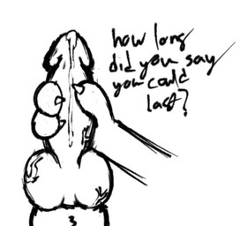 ambiguous_gender bodily_fluids claws dialogue duo feral fur genital_fluids genitals handjob knot knotted_penis leaking_precum male male/ambiguous penile penis precum question sex text vein veiny_knot substantial_break character_request english_text monochrome