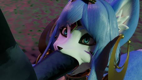 anthro big_penis fellatio female genitals jewelry male oral penile penis penis_in_mouth sex uncomfortable urban markmurders dogzeela_(modeler) nintendo star_fox krystal_(star_fox) markmurders_(character) 16:9 hi_res widescreen