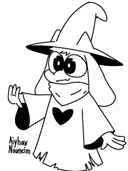 ambiguous_gender anthro clothing fluffy hat headgear headwear horn long_ears neckwear scarf solo topwear aiyhav_nouneim deltarune undertale_(series) ralsei bovid caprine darkner goat mammal 2019 3:4 black_and_white monochrome signature