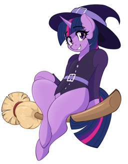 belt broom cleaning_tool clothing costume female feral halloween_costume hat headgear headwear holidays horn simple_background smile solo white_background wings witch_hat czu friendship_is_magic halloween hasbro my_little_pony mythology twilight_sparkle_(mlp) equid equine mammal mythological_creature mythological_equine winged_unicorn absurd_res hi_res