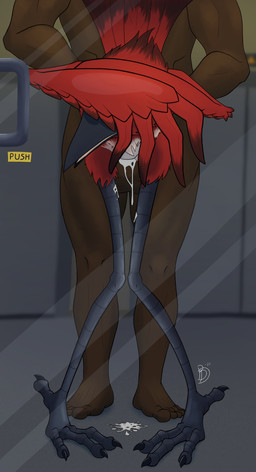 against_surface ambiguous_gender ambiguous_penetration anthro avian_feet balls beak bodily_fluids covering covering_face cum cum_on_ground cum_on_leg cum_string duo feather_hands feathers fluffy fluffy_chest from_behind_position genital_fluids genitals leaking_cum leaning_on_window looking_pleasured male male/ambiguous on_glass on_surface open_beak open_mouth penetration penile penile_penetration pigeon_toed red_body sex birbdrain avian bird cardinal_(bird) human mammal oscine passerine absurd_res digital_drawing_(artwork) digital_media_(artwork) hi_res