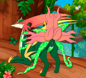 ass_up duo female feral genitals looking_at_viewer plant screencap screencap_background vulva johnbrain93 nexomon elemental_creature flora_fauna nara_(nexomon) nexomon_(species) hi_res