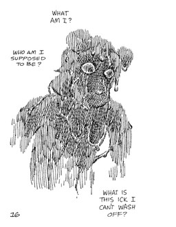 anthro biped dialogue gender_dysphoria hair male melting page_number round_ears round_nose simple_background solo standing text white_background gaydottiff ash_(gaydottiff) mammal mouse murid murine rodent 2024 black_and_white comic english_text hi_res monochrome