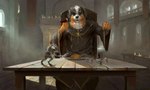 5_fingers angry anthro armor arrow_(weapon) bread candle chair container cup drinking_glass fingers food furniture glass glass_container glass_cup group knight larger_male macro male melee_weapon micro plate ranged_weapon sitting size_difference sword table torch warrior weapon wine_glass sasha_shkip canid canine canis domestic_dog human hyena mammal 2025 digital_media_(artwork)