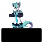 2018 alpha_channel animated anthro armwear bangs blue_body blue_fur bottomwear canid canine clothed clothing cosplay countershading crossdressing dialogue digital_media_(artwork) electronics english_text fox fur girly hatsune_miku holding_object legwear looking_at_viewer male mammal microphone necktie one_eye_closed pixel_(artwork) pixel_animation roflfox shirt short_playtime simple_background skaiahart skirt smile solo text thigh_highs topwear transparent_background vocaloid white_body white_fur wink