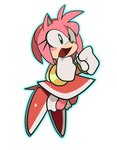 accessory anthro bracelet clothing dress female gloves green_eyes hair handwear headband jewelry jumping pink_body pink_hair simple_background smile solo white_background wide_eyed fiinel sega sonic_the_hedgehog_(series) amy_rose eulipotyphlan hedgehog mammal absurd_res hi_res