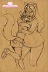 clothed clothing crossdressing duo femboy hug male slightly_chubby tail cutesauce gummi bear mammal