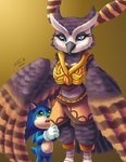 anthro bandage bandaged_leg beak black_beak blue_eyes brown_body brown_feathers clothing duo eyelashes feathers female fingers fur holding_ring jewelry male midriff simple_background smile jo-vee-al sega sonic_the_hedgehog_(film) sonic_the_hedgehog_(series) longclaw_(sonic) sonic_the_hedgehog avian bird eulipotyphlan hedgehog mammal owl 2020 absurd_res digital_media_(artwork) hi_res adopted_(lore) adopted_son_(lore) adoptive_mother_(lore) stepmother_(lore) stepmother_and_stepchild_(lore) stepmother_and_stepson_(lore) stepparent_(lore) stepparent_and_stepchild_(lore) stepparent_and_stepson_(lore) stepson_(lore)