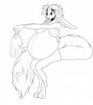 3_toes anthro areola belly big_belly big_breasts biped breasts clothing digitigrade ear_piercing feet female fur hair long_ears navel nipples nude open_mouth piercing pregnant pregnant_anthro pregnant_female shirt simple_background sitting solo toes topwear white_background patch_(artist) canid canine fox hybrid lagomorph leporid mammal rabbit 2018 absurd_res hi_res monochrome