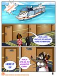 anthro clothed clothing comic_panel cruise_ship dialogue dialogue_box door doorframe doorway dress duo female honeymoon_cruise inside male male/female merchant_ship passenger_ship sea ship speech_bubble vehicle water watercraft thaismotosuwa alst menzo canid canine canis hyena mammal mexican_wolf wolf 2019 absurd_res comic hi_res