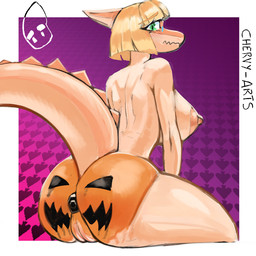 abstract_background anal anal_penetration anthro areola big_areola big_breasts big_butt big_tail blonde_hair blush blush_lines bob_cut bodypaint bone_frill border breasts bubble_butt butt buttplug buttplug_in_ass buttplug_insertion curvy_figure eyelashes female frill_(anatomy) genitals glistening glistening_body glistening_scales hair holidays huge_areola huge_breasts huge_butt huge_hips huge_thighs jack-o'-lantern long_tail looking_at_viewer looking_back looking_back_at_viewer multicolored_body multicolored_scales nipples nude nude_anthro nude_female object_in_ass orange_body orange_scales penetration plug_(sex_toy) plug_insertion plump_labia scales sex_toy sex_toy_in_ass sex_toy_insertion short_hair sitting snout solo spiked_tail spikes spikes_(anatomy) tail tan_body tan_scales teal_eyes text thick_thighs two_tone_body two_tone_scales voluptuous voluptuous_anthro voluptuous_female vulva white_border wide_hipped_anthro wide_hipped_female wide_hips chervyarts cavemanon_studios goodbye_volcano_high halloween ko_op_(game_developer) snoot_game naomi_(gvh) dinosaur hadrosaurid ornithischian ornithopod parasaurolophus prehistoric_species reptile scalie 1:1 2025 artist_name digital_drawing_(artwork) digital_media_(artwork) watermark