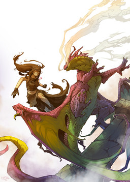 black_hair challenge_accepted clothed clothing column duel duo eye_contact female feral fight hair looking_at_another membrane_(anatomy) membranous_wings puroke rock smoke tail wings centradragon final_fantasy final_fantasy_tactics final_fantasy_vii mythology square_enix reis_duelar tifa_lockhart dragon human mammal mythological_creature mythological_scalie scalie crossover hi_res meme