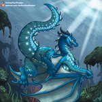 1:1 anus darkenstardragon detailed_background dragon european_mythology female feral genitals hi_res mythological_creature mythological_scalie mythology pussy scalie seawing_(wof) solo tail tongue tongue_out tsunami_(wof) underwater water western_dragon wings wings_of_fire