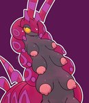 8_breasts areola big_breasts breasts busty_feral female feral multi_breast nipples non-mammal_breasts pink_areola pink_nipples purple_background simple_background solo yellow_eyes dotrook nintendo pokemon boobipede breast_creature generation_5_pokemon pokemon_(species) scolipede 2020 hi_res