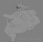 anthro belly blush blush_lines erection eyes_closed genitals grey_background horn humanoid_genitalia humanoid_penis male nipple_fetish nipple_pinch nipple_play nude_anthro nude_male penis pinch simple_background slightly_chubby slightly_chubby_anthro slightly_chubby_male solo thick_thighs blushing_yokai asian_mythology east_asian_mythology japanese_mythology mythology yokai