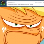 angry ask_jappleack blonde_hair female frown green_eyes hair solo text hotdiggedydemon friendship_is_magic hasbro my_little_pony tumblr applejack_(mlp) earth_pony equid equine horse mammal pony 1:1 english_text