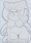 2023 angry anthro areola blush bodily_fluids breasts cinccino clothing female generation_5_pokemon genital_fluids genitals gesture graphite_(artwork) hand_gesture innie_pussy leaning leaning_forward legwear legwear_only lunaris_parukia mostly_nude navel nintendo nipples open_mouth pointing pointing_at_viewer pokemon pokemon_(species) pokemorph pussy solo thigh_gap thigh_highs thigh_highs_only traditional_media_(artwork) vaginal_fluids