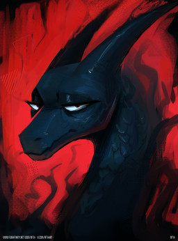 annoyed black_body female feral long_neck looking_at_viewer solo text rfta mythology shadow_ethy_(toastydino) dragon mythological_creature mythological_scalie scalie shadow_creature absurd_res concept_art hi_res url