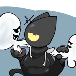 anthro aroused balls big_breasts black_body black_fur blush bodily_fluids breasts clothed clothing fellatio female fur genitals group group_sex hair handjob handjob_while_sucking holidays nipples oral penile penis satisfied sex simple_background smile tail threesome tongue trio potetos33 google google_doodle magic_cat_academy momo_(google) animal_humanoid domestic_cat felid feline felis ghost humanoid mammal spirit 1:1 digital_media_(artwork) hi_res